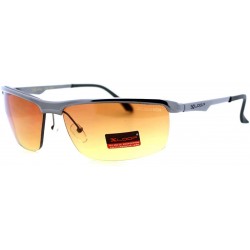 Rectangular HD High Definition Lens Sunglasses Half Metal Rim Rectangular Frame - Gunmetal - C112F9834UH $10.68