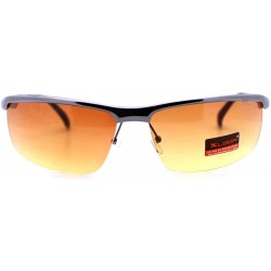 Rectangular HD High Definition Lens Sunglasses Half Metal Rim Rectangular Frame - Gunmetal - C112F9834UH $10.68