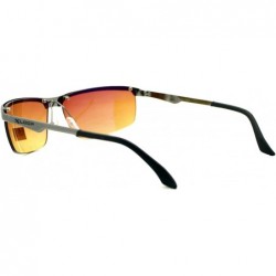 Rectangular HD High Definition Lens Sunglasses Half Metal Rim Rectangular Frame - Gunmetal - C112F9834UH $10.68