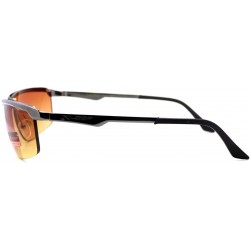 Rectangular HD High Definition Lens Sunglasses Half Metal Rim Rectangular Frame - Gunmetal - C112F9834UH $10.68