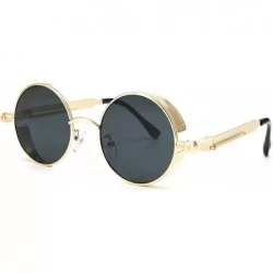 Round Vintage Metal Round Sunglasses UV Protection for Men Women - Black Lens-golden Frame - CJ196R0KOT7 $18.27
