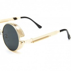 Round Vintage Metal Round Sunglasses UV Protection for Men Women - Black Lens-golden Frame - CJ196R0KOT7 $7.90