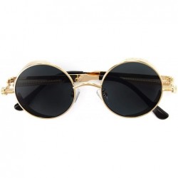 Round Vintage Metal Round Sunglasses UV Protection for Men Women - Black Lens-golden Frame - CJ196R0KOT7 $7.90