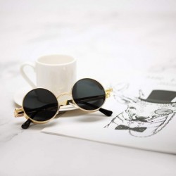 Round Vintage Metal Round Sunglasses UV Protection for Men Women - Black Lens-golden Frame - CJ196R0KOT7 $7.90