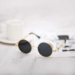 Round Vintage Metal Round Sunglasses UV Protection for Men Women - Black Lens-golden Frame - CJ196R0KOT7 $7.90
