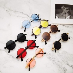 Round Vintage Metal Round Sunglasses UV Protection for Men Women - Black Lens-golden Frame - CJ196R0KOT7 $7.90