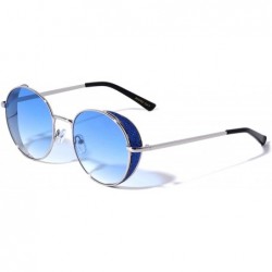 Round Munich Round Glitter Shield Lens Fashion Sunglasses - Blue - CE196LH2EI8 $27.02
