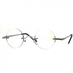 Round Small Round Circle Clear Lens Rimless Glasses Wide Frame Narrow Lens - Silver - C8188MASRES $11.84