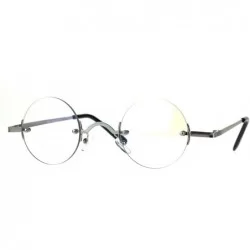Round Small Round Circle Clear Lens Rimless Glasses Wide Frame Narrow Lens - Silver - C8188MASRES $24.00