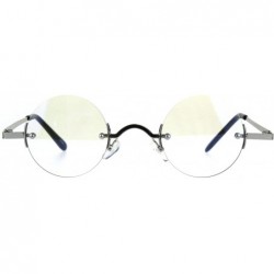 Round Small Round Circle Clear Lens Rimless Glasses Wide Frame Narrow Lens - Silver - C8188MASRES $11.84