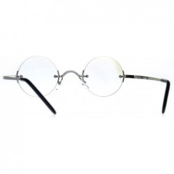 Round Small Round Circle Clear Lens Rimless Glasses Wide Frame Narrow Lens - Silver - C8188MASRES $11.84