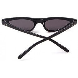 Goggle Small Cat Eye Sunglasses Vintage Retro Designer Glasses For Women - Black - C1189OT9N3H $9.37