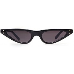 Goggle Small Cat Eye Sunglasses Vintage Retro Designer Glasses For Women - Black - C1189OT9N3H $9.37