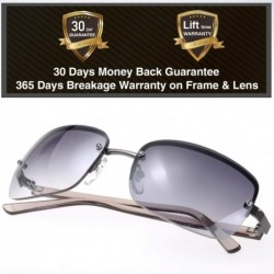 Aviator Minimalist Semi-rimless Rectangular Sunglasses for Men Women - Exquisite Packaging - C518Y8GT909 $27.12