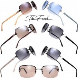 Aviator Minimalist Semi-rimless Rectangular Sunglasses for Men Women - Exquisite Packaging - C518Y8GT909 $10.79