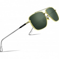 Oversized Men's Driving Sunglasses Polarized UV Protection Rectangular Metal sun glasses - Darkgreen - C618QA4NTQ8 $21.71