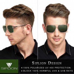 Oversized Men's Driving Sunglasses Polarized UV Protection Rectangular Metal sun glasses - Darkgreen - C618QA4NTQ8 $21.71