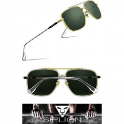Oversized Men's Driving Sunglasses Polarized UV Protection Rectangular Metal sun glasses - Darkgreen - C618QA4NTQ8 $21.71