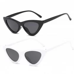 Goggle Retro Vintage Narrow Cat Eye Sunglasses for Women Clout Goggles Plastic Frame - Black Grey + White Grey - CZ18LDXMA82 ...