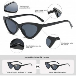 Goggle Retro Vintage Narrow Cat Eye Sunglasses for Women Clout Goggles Plastic Frame - Black Grey + White Grey - CZ18LDXMA82 ...
