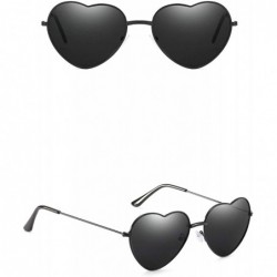Oversized Classic Retro Designer Style Heart Shape Sunglasses for Women Metal Resin UV 400 Protection Sunglasses - Black - CY...