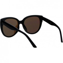 Round Womens Designer Fashion Sunglasses Round Oversized Cateye Shades - Black (Blue Mirror) - CH18RMHM7RK $9.54