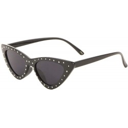 Cat Eye Frontal Rhinestone Retro Sharp Cat Eye Sunglasses - Black - C9198D9KOMA $13.05