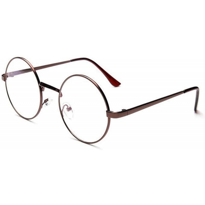 Round Spectacle Glasses Optical Transparent Reading - Chocolate - CI18Y322L4Z $18.97