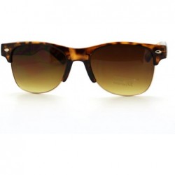 Wayfarer Unisex Fashion Sunglasses Stylish Chic Short Half Horn Rim Frame - Tortoise - CO11E2E1YXJ $19.94