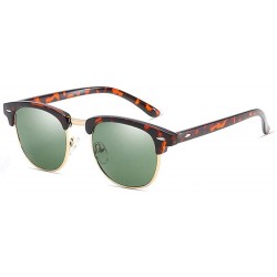 Rimless Vintage Half Frame Semi-Rimless Sunglasses Men Women Classic Driving Sun glasses - Tortoise/Green - CO18IOOR2SX $7.58