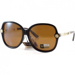 Square Rhinestone Pearl Metal Iced-Out Jewel Temple Butterfly Sunglasses A220 - Black/ Brown Sd - CC18H9R3Y74 $12.38