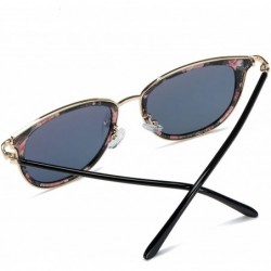 Cat Eye Polarized Sunglasses Oversized Mirrored Protection - Floral Frame/Pink Mirror Cat Eye Lens - CA18LAOI8W4 $19.11