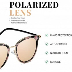 Cat Eye Polarized Sunglasses Oversized Mirrored Protection - Floral Frame/Pink Mirror Cat Eye Lens - CA18LAOI8W4 $19.11