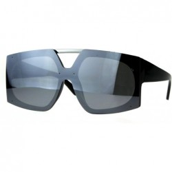 Shield Womens Color Mirror Retro Futurism Plastic Racer Shield Sunglasses - Black Mirror - CY187KZ47D6 $23.63