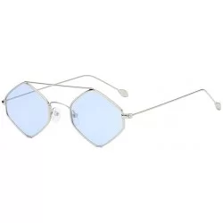 Oversized Women's Fashion Cat Eye Shade Sunglasses Integrated Stripe Vintage Glasses 2019 Fashion - Blue - CI18TL97SI3 $16.15