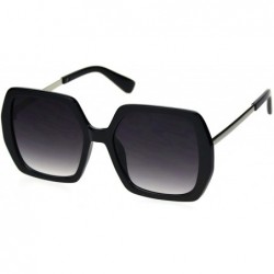 Butterfly Womens Thick Plastic Rectangle Butterfly Chic Sunglasses P30280 - Black Silver Smoke - CL18R2LK2HX $15.13