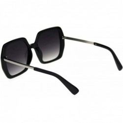 Butterfly Womens Thick Plastic Rectangle Butterfly Chic Sunglasses P30280 - Black Silver Smoke - CL18R2LK2HX $15.13