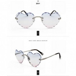 Sport New Gradient Love Frameless Sunglasses Female Retro Harajuku Cute Travel Photo Sunglasses - CN18SAEAWEU $19.15