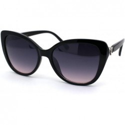 Oversized Womens Plastic Oversize Cat Eye Jewel Hinge Sunglasses - Black Silver Smoke - CT196TYEMZQ $22.61