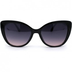 Oversized Womens Plastic Oversize Cat Eye Jewel Hinge Sunglasses - Black Silver Smoke - CT196TYEMZQ $9.65