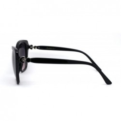 Oversized Womens Plastic Oversize Cat Eye Jewel Hinge Sunglasses - Black Silver Smoke - CT196TYEMZQ $9.65