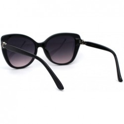 Oversized Womens Plastic Oversize Cat Eye Jewel Hinge Sunglasses - Black Silver Smoke - CT196TYEMZQ $9.65