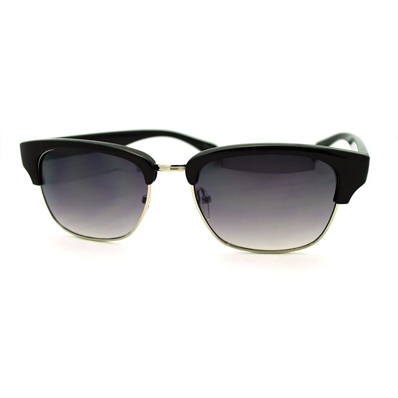 Rectangular Short Half Horn Rim Sunglasses Womens Classic Vintage Design - Black - CU11HEJ04AR $10.76