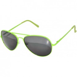 Aviator Colored Metal Frame with Full Mirror Lens Spring Hinge - Green_smoke_lens - CW122DRIOZ7 $11.38