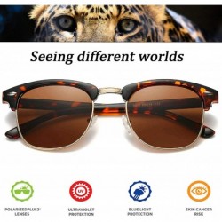 Semi-rimless SUNGLASSES FOR MEN WOMEN - Half Frame Polarized Classic fashion womens mens sunglasses FD4003 - 1-1leopard Brown...