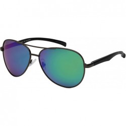 Aviator Polarized Sunglasses Lightweight Aluminum Activities - Matte Gunmetal Frame - Polarized Green Mirrored Lens - C4192RO...