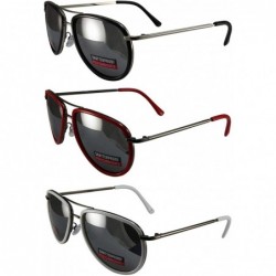 Aviator 3 Pairs Swag Aviator B Fashion Sunglasses Black Red White Frame Flash Mirror Lens - CF18Z6MKER4 $75.85