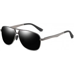 Square Sunglasses Polarized Antiglare Anti ultraviolet Travelling - Gun Frame Black Lens - C118WOU9KZ7 $30.96