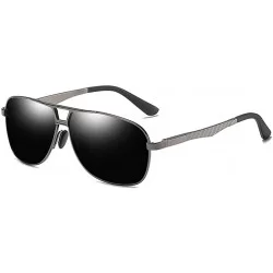 Square Sunglasses Polarized Antiglare Anti ultraviolet Travelling - Gun Frame Black Lens - C118WOU9KZ7 $49.41