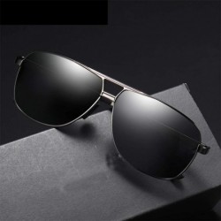 Square Sunglasses Polarized Antiglare Anti ultraviolet Travelling - Gun Frame Black Lens - C118WOU9KZ7 $30.96